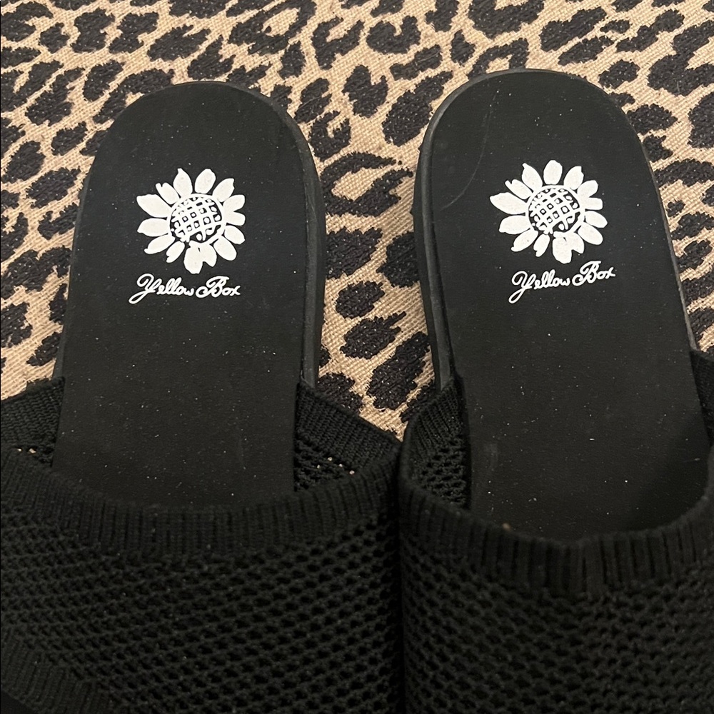 Yellow Box Black Knit Slide Sandals - Picture 3 of 4